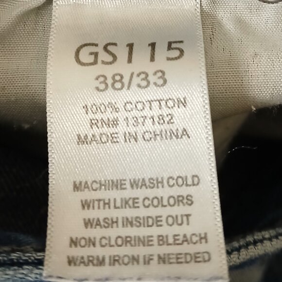 GS115 Jeans Mens 38X33 Blake Slim Distressed Y2K Bleach Spots Embroidered Blue - Picture 12 of 12